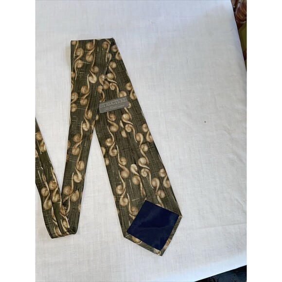 Structure Men’s Dress Tie Size 55” Green Geometric Silk Business Formal - Picture 9 of 12